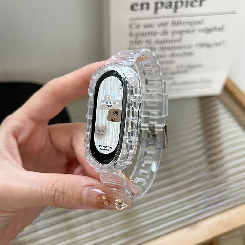 Suitable for Xiaomi Mi Band 7/8 Strap Silicone 3/4/5/6 Wrist Strap Nfc Version Transparent Glacier Male and Female Couple Model