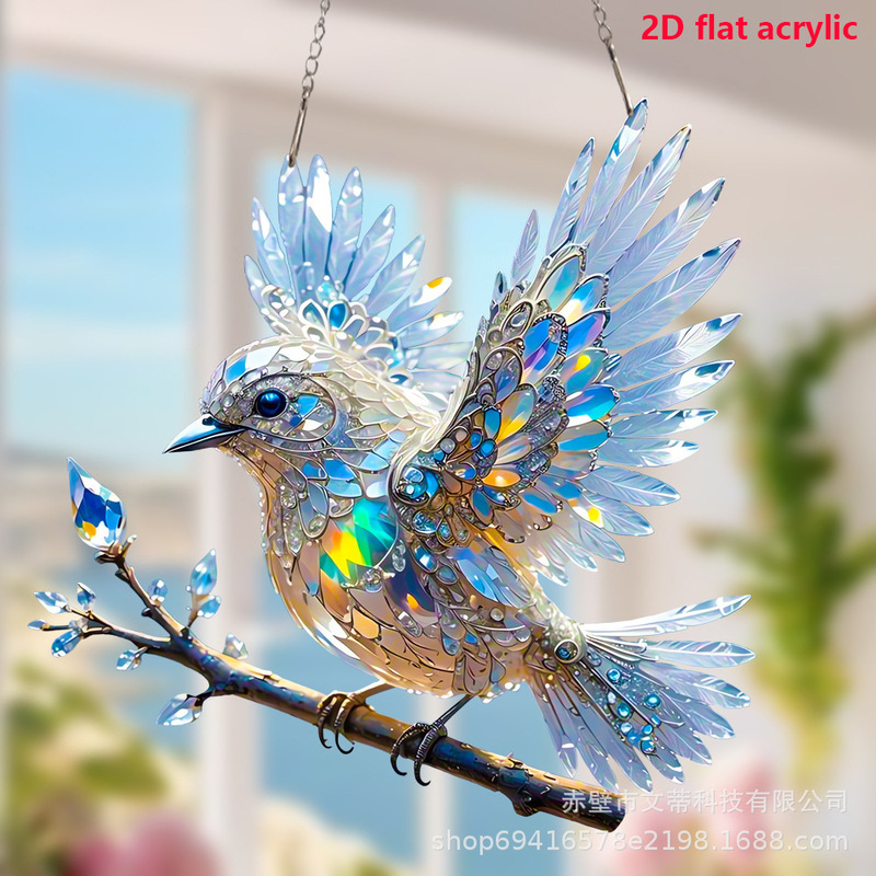 Cross-Border Hot Selling Beautiful Bird Acrylic Living Room Courtyard Pendant Holiday Scene Decoration Pendant Gift