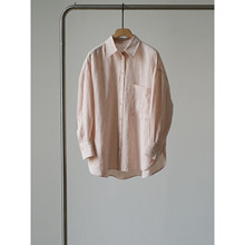 浅粉色  条纹宽松长袖衬衫