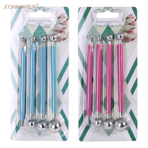 Clay tools, stainless iron, 4 pieces, 8-head pills, baseball-shaped pill sticks, fondant carving clay, clay nest modeling tools