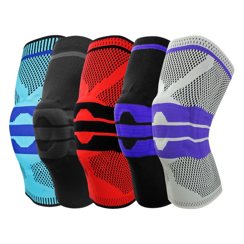 En stock rodillera de silicona deportes Baloncesto ciclismo primavera apoyo punto nylon transpirable al aire libre