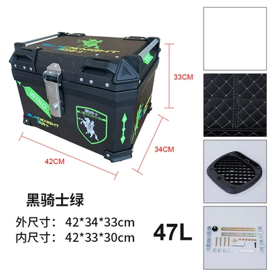 non-aluminum alloy scooter tool – Motorcycle trunk - 47l-black-knight-green-lining-base-screws-printing