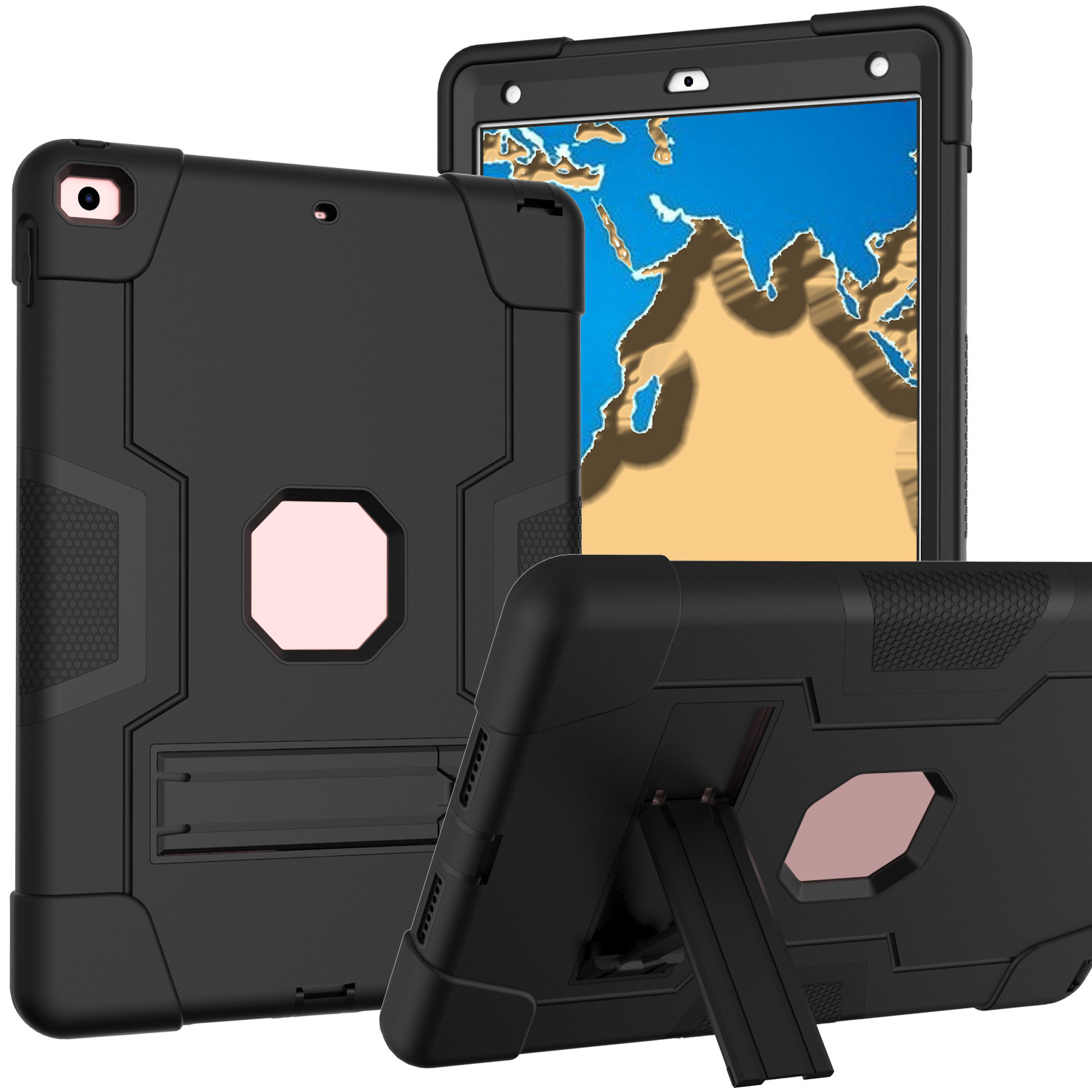 Suitable for Ipad10.2 Protective Case 8Th Generation All-Inclusive Kidsren's Anti-Fall Armor Tablet Stand 9Th Generation Contrasting Color Robot