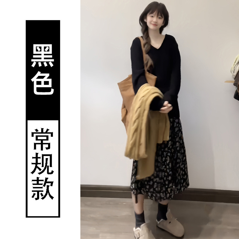 女性のための黒の花柄スカート 2025 春夏レトロフレンチスタイル小さなミドル丈 A ラインスカートはドレープ性が良い|undefined