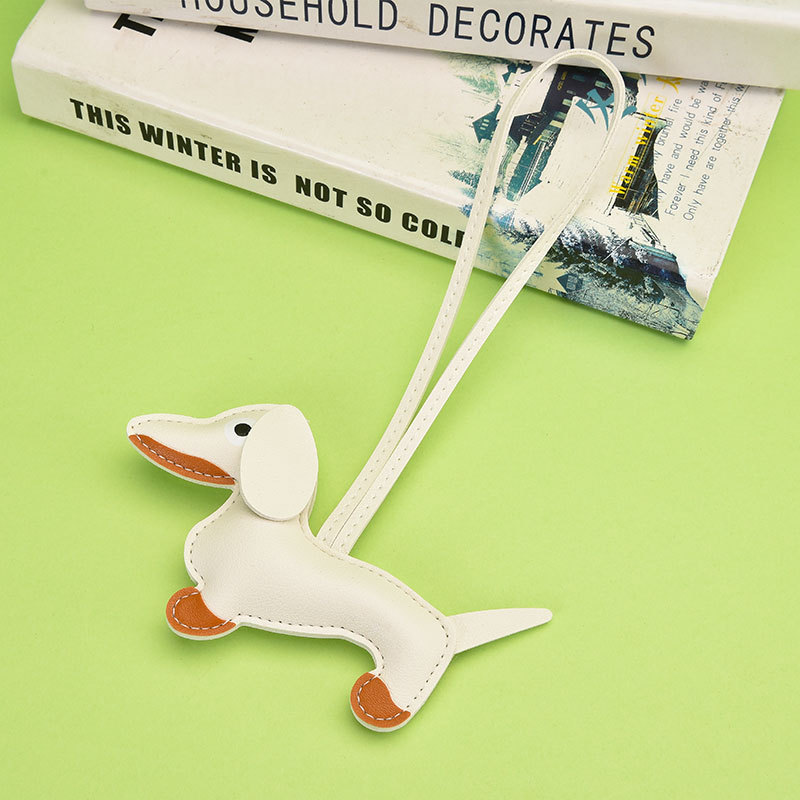 ダックスフントペンダント DIY ジュエリーアクセサリー革立体黒ペンダントキーホルダーバッグペンダント子犬漫画|undefined