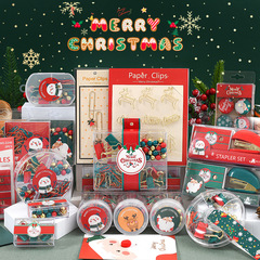 クロスボーダーカラーペーパークリップクリスマス透明文化的および創造的な組み合わせセットプッシュピンチケットクリップホッチキス製本事務用品