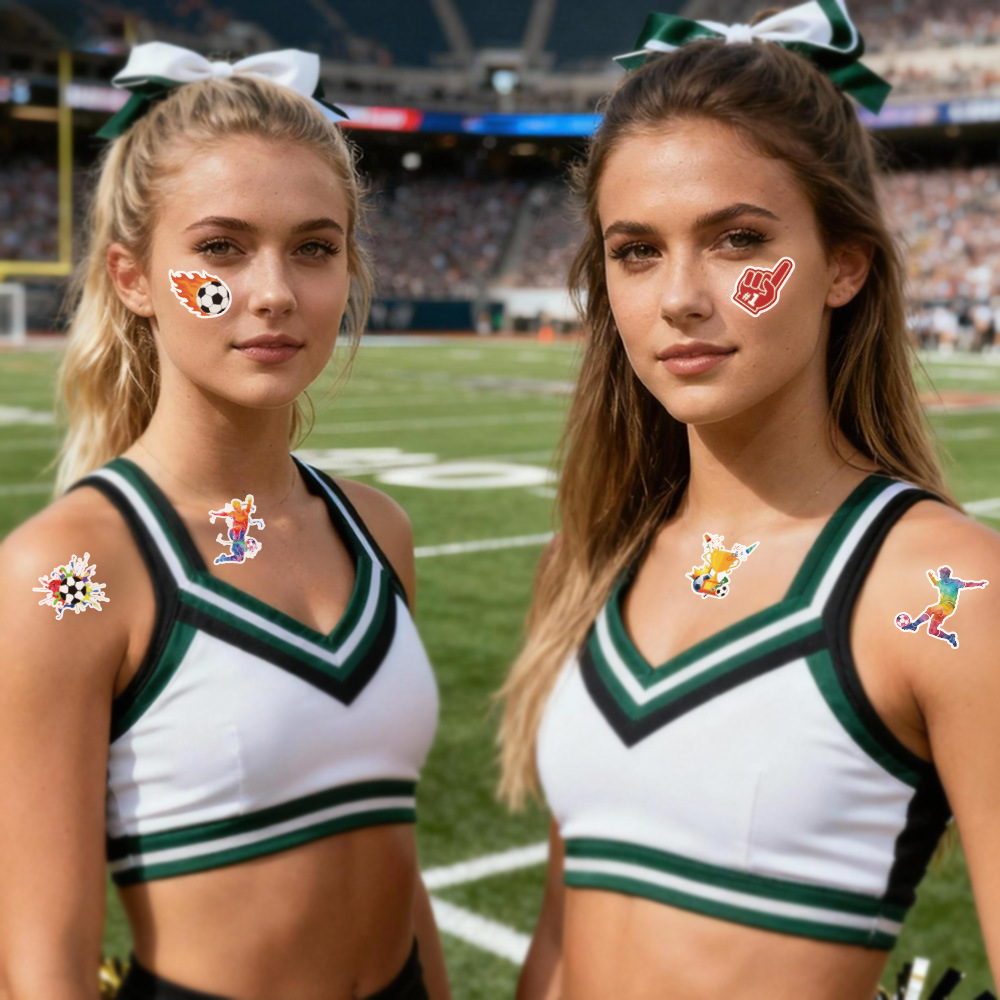 Fútbol transfronterizo nocturno tatuaje Estados Unidos, Canadá, México, Copa del Mundo fanáticos pegatinas faciales animadoras animadoras pegatinas luminosas
