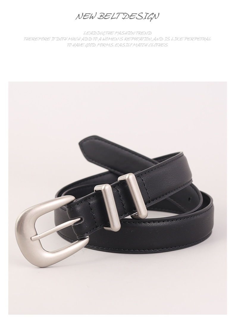 New Retro Silver Genuine Leather Women's Belt Fashionable and Versatile Belt Decoration with Jeans Skirt Belt Trendy Women's Stock_voghion.com