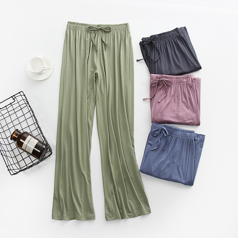 Soft skin-friendly ladies trousers in stock wholesale elastic band wide leg pants summer thin casual home pajamas new