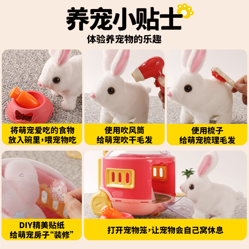 仿真电动毛绒玩具小兔子猫咪小狗熊猫会走路会叫玩偶萌宠大推箱|undefined