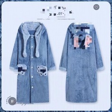 史迪仔睡袍冬季长毛舒棉绒美乐蒂大眼仔家居服加厚可外穿蓝仔睡袍