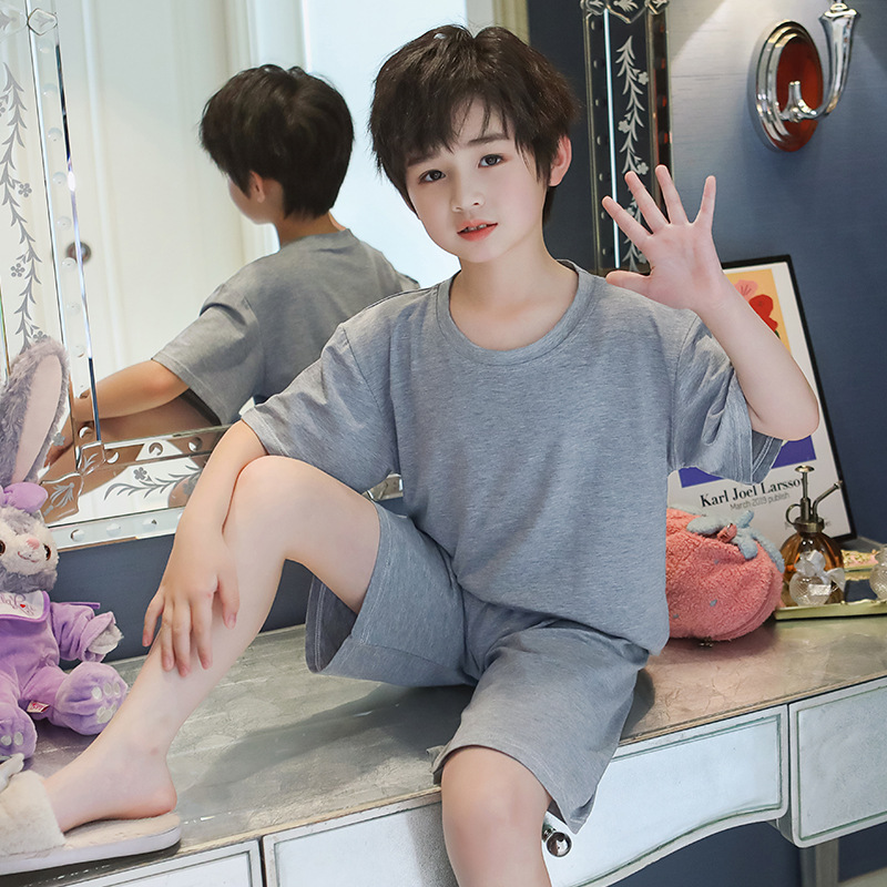 兒童睡衣男孩夏季莫代爾短袖薄韓版休閒青少年男童空調服夏天套裝
