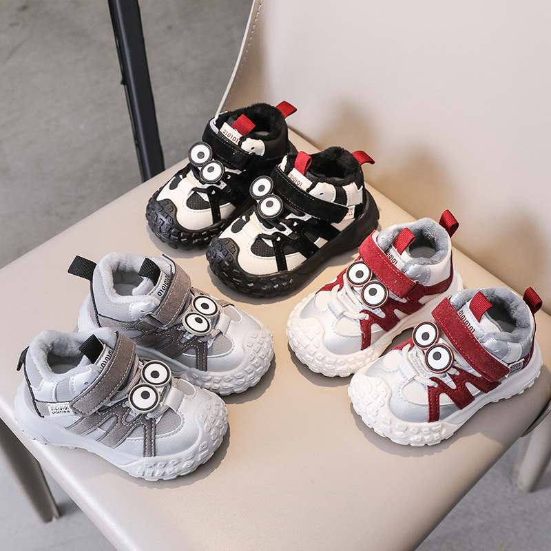 Scarpe sportive invernali per bambini, foderate in pile, calde, casual, da corsa, in cotone, per ragazzi e ragazze, stile versatile_voghion.com