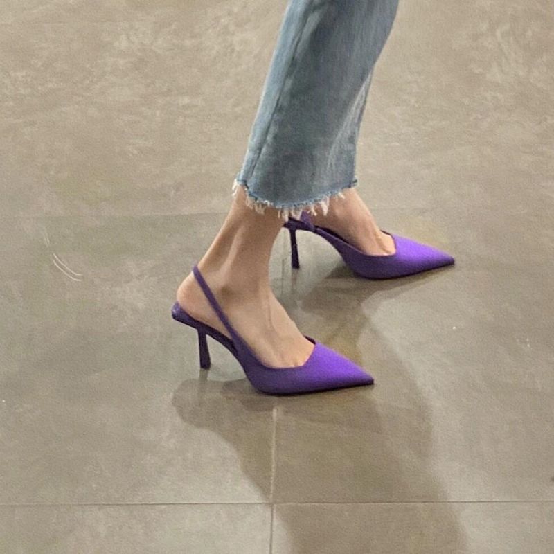 Spring and Summer 2023 New Shallow Mouth Purple Toe High Heels Women's Sandals Korean Simple Pointed Shoes 10