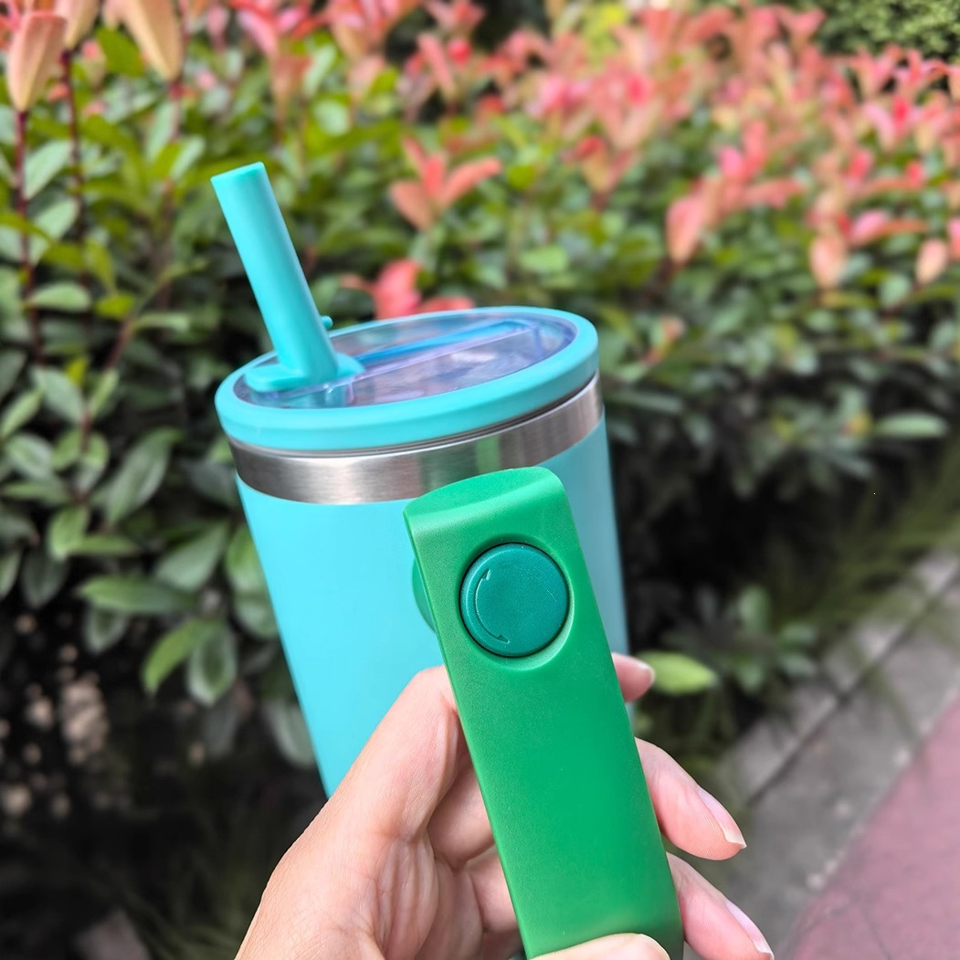 Cross-border 304 acero inoxidable hielo taza de mango giratorio taza de automóvil de gran capacidad con taza de paja al por mayor sin