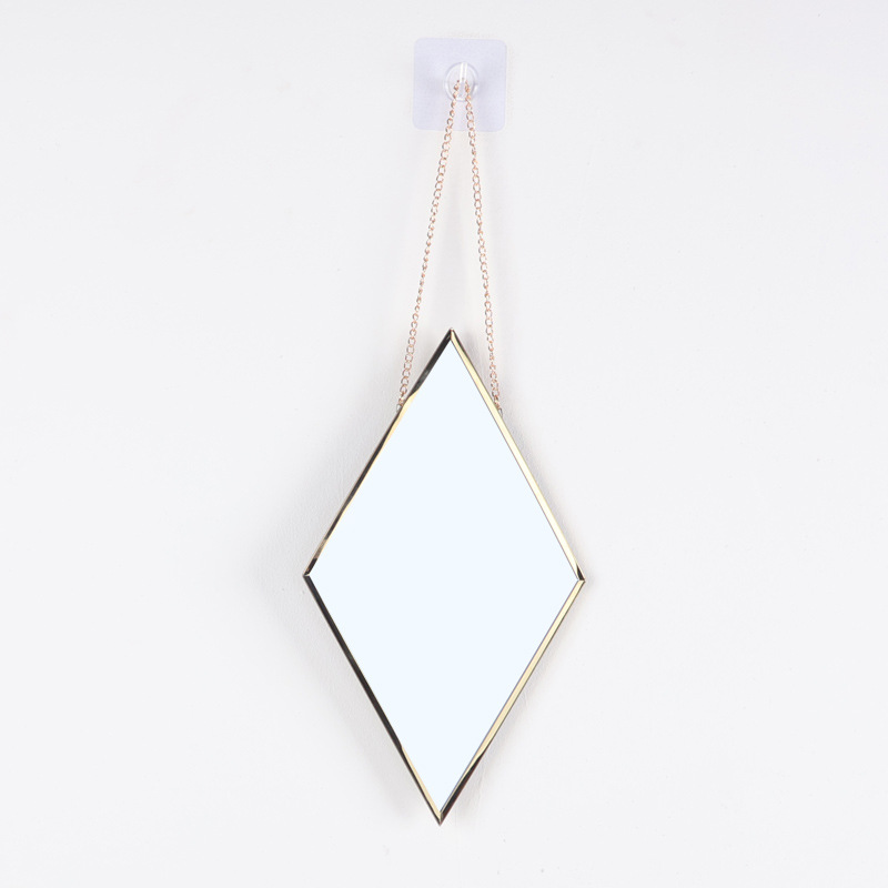 New Iron Art Hexagonal Mirror Wall Hanging Decoration Bathroom Vanity Mirror Metal Dormitory Mirror Dressing Table