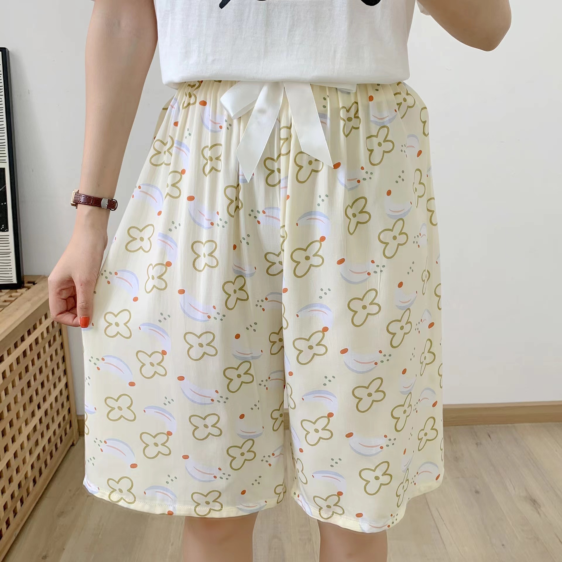 ¡Ropa para dormir! Pijama de seda de algodón pantalones cortos de verano para mujer