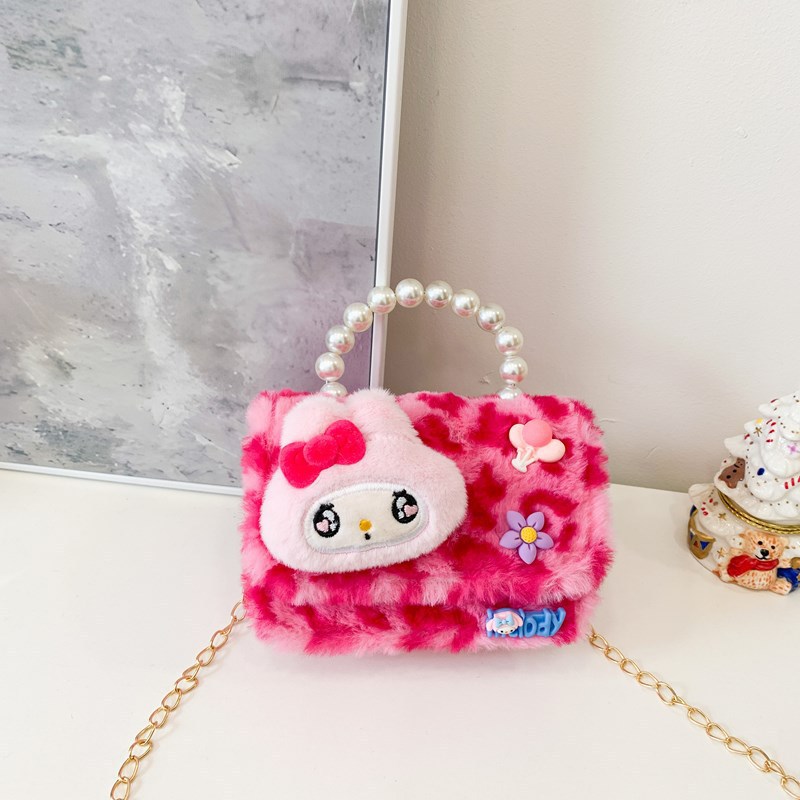 Nuevo leopardo arco bolso infantil peluche princesa de dibujos animados chica bolso de perlas bolso de hombro monedero