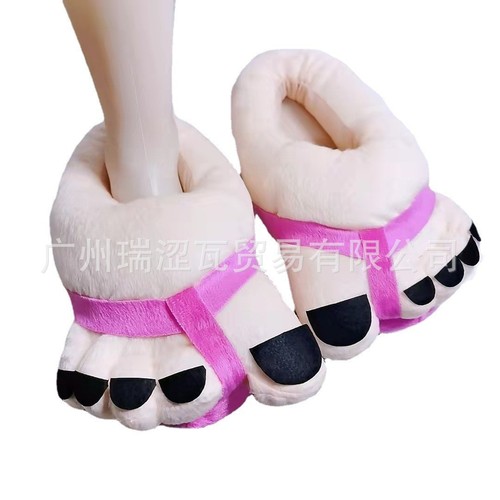 Cozy Five-Toe Slippers for Men and Women with Cartoon Design, Thick Soles, Full Coverage Heels, Cotton Lined, and Couples Style