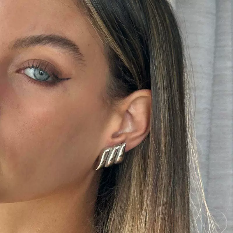 欧美跨境热销新品天使翅膀大耳环塞壬海妖风18K金光面夸张耳钉