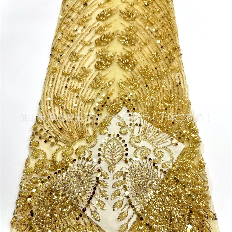Moda alta francesa vestido de boda vestido de cena vestido de moda encaje tubo bordado tela
