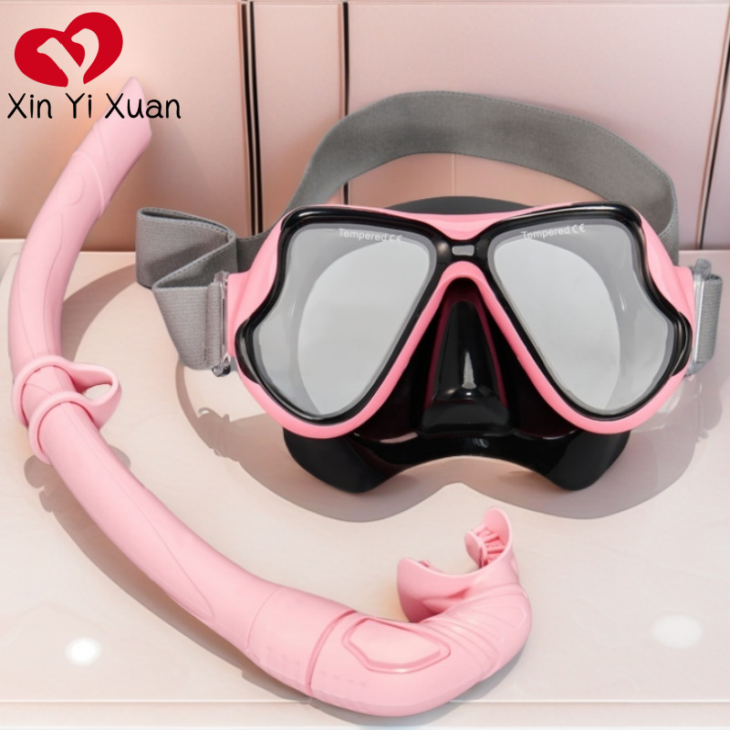 Diving Goggles and Snorkel Set, Snorkeling Mask Silicone, Cloth Headband, Japanese and Korean Cross-Border Adult Diving Mask