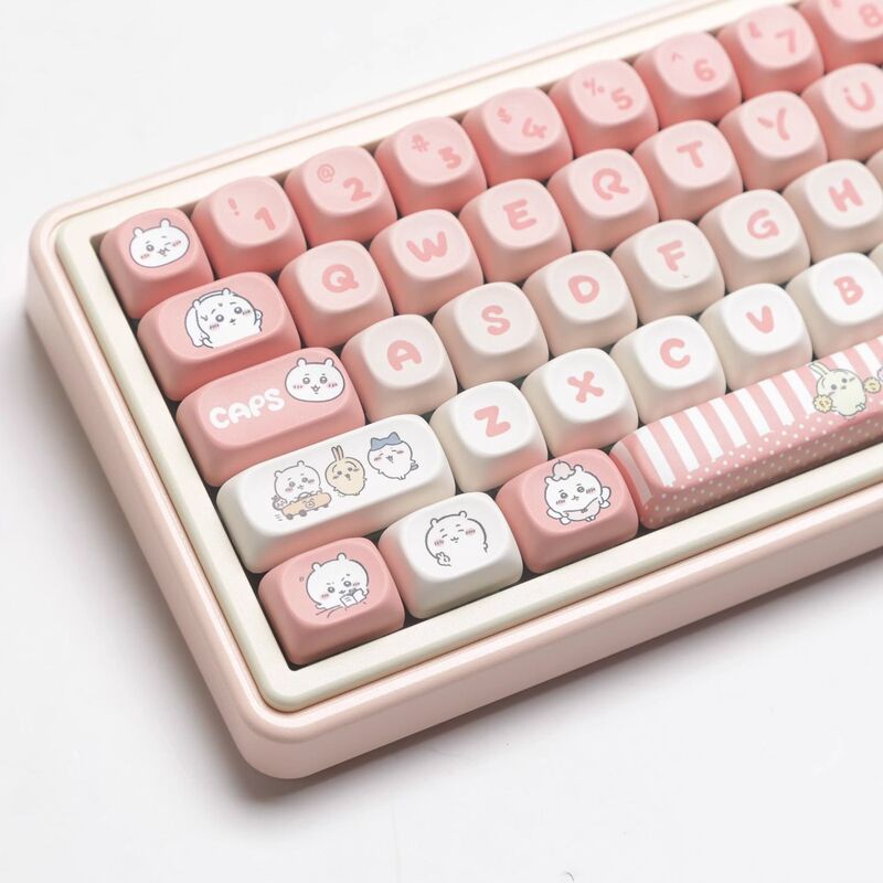Pink Gee Key Cap Mechanical Keyboard Cross Shaft MOA Highly Cute MAC Sublimation PBT Color-matching Key Cap