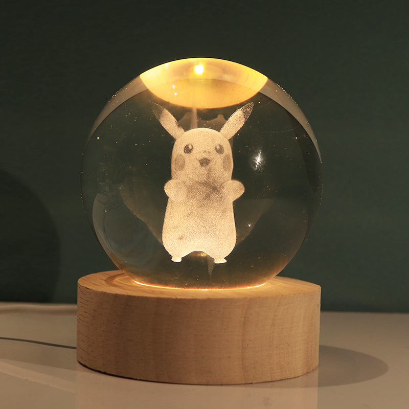 Lámpara decorativa 3D con bola de cristal – figura luminosa de Stitch, regalo creativo y luz nocturna