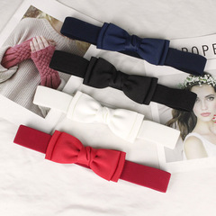 簡約百搭蝴蝶結腰帶連衣裙子配飾彈力腰封女韓版鬆緊收腰裝飾毛衣