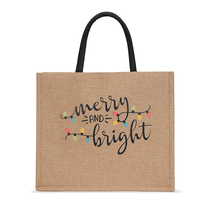 Новая джутовая сумка с термотрансферной печатью, женская сумка для трансграничной торговли, вместительная сумка для поездок на работу [Производитель], универсальная сумка-тоут