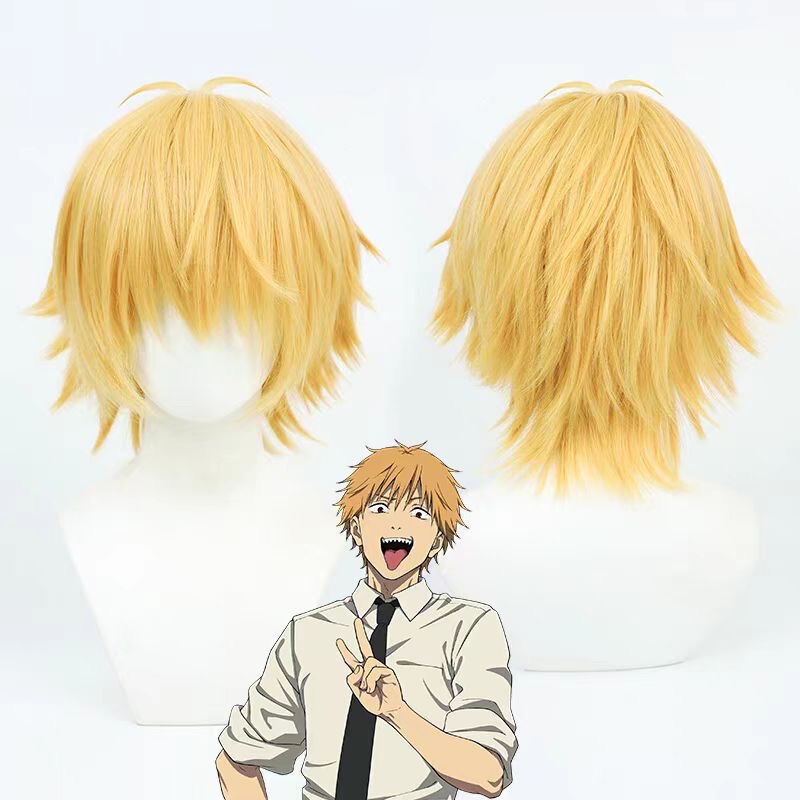 Chainsaw Man Japanese Manga Chainsaw Man Cosplay Wig for Men Short Yellow High-Temperature Fiber Wig