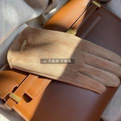 Winter and Spring Fleece Lined and Thick Insulated imitation Deer Skin Driving Gloves, Cycling Versatile, Fingerless Women's Windproof and Warm Insulated Touch Screen Compatible