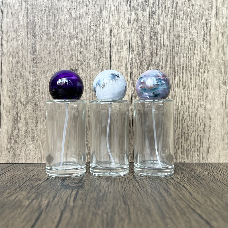 现货B046-50ml圆柱水晶透明螺口玻璃瓶/香水瓶/圆形香水分装/喷雾