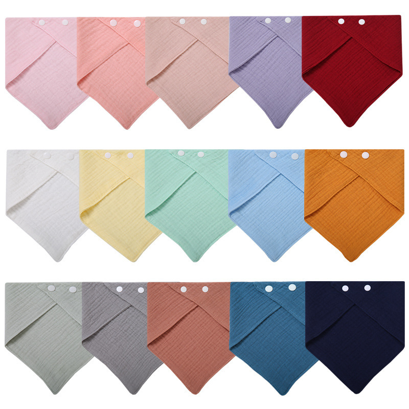 European and American Best-Selling Amazon Popular Pure Cotton Crepe Baby Triangle Towel Baby Cross-Border Baby Saliva Towel Absorbent
