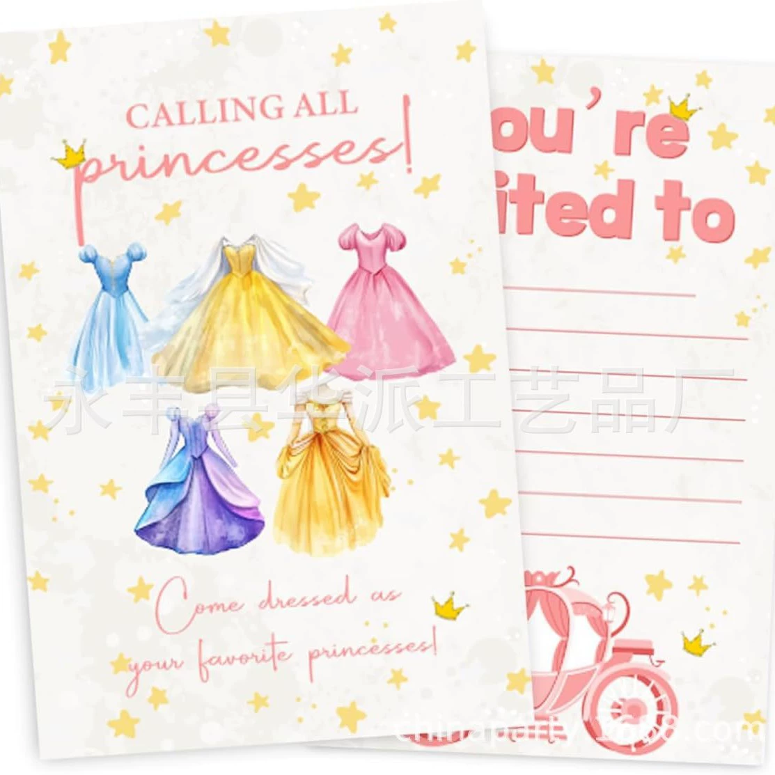 Приглашение на вечеринку в стиле сказки, платье принцессы на день рождения, пригласительная открытка с конвертом