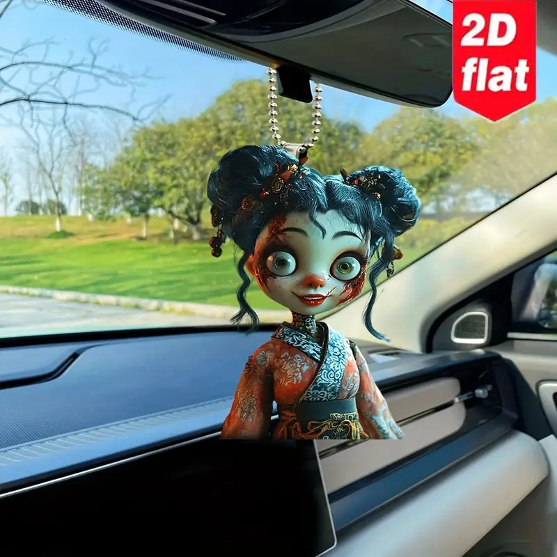 Nuevo producto 2d acrílico muñeca de terror colgante de coche plano transfronterizo interior espejo retrovisor decoración decoración del hogar