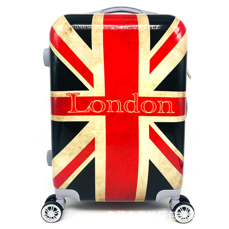 Factory wholesale British flag 20 boarding box 24 inch 28 suitcase European and American style zipper luggage case pattern printing