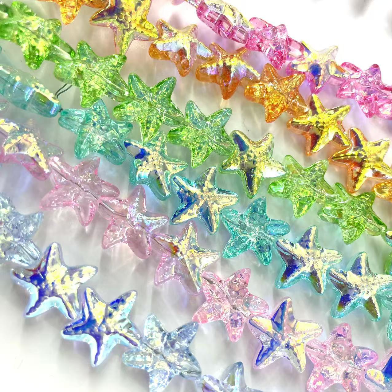 Cuentas de cristal de estrella de mar de 15 mm con orificio horizontal, cuentas de cristal K9 en forma de estrella de cinco puntas, accesorios para pulseras DIY, cuentas sueltas