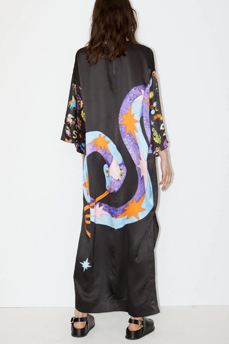 Autumn Retro Casual Loose Silk Long Sleeve Printed Maxi Dress 8 Autumn Retro Casual Loose Silk Long Sleeve Printed Maxi Dress