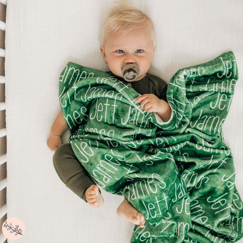 跨境優選法蘭絨毯子個性化寶寶名字毛毯 英文字母蓋毯定 制禮物毯