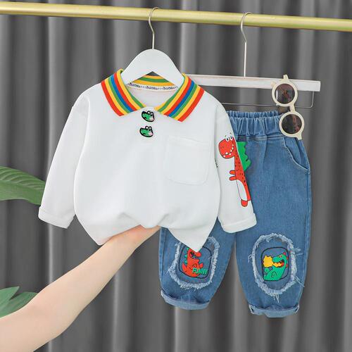 Foreign trade children's clothing, baby clothes, autumn clothes, cute lapel long-sleeved suits, baby boys' trendy one-piece drop-shipping boys' clothes