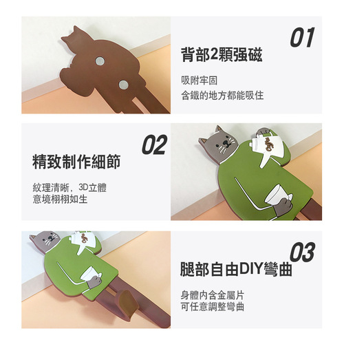 New daily use Japanese style Nordic kitchen storage creative cute cartoon cat who loves to cook magnetic refrigerator magnet hook