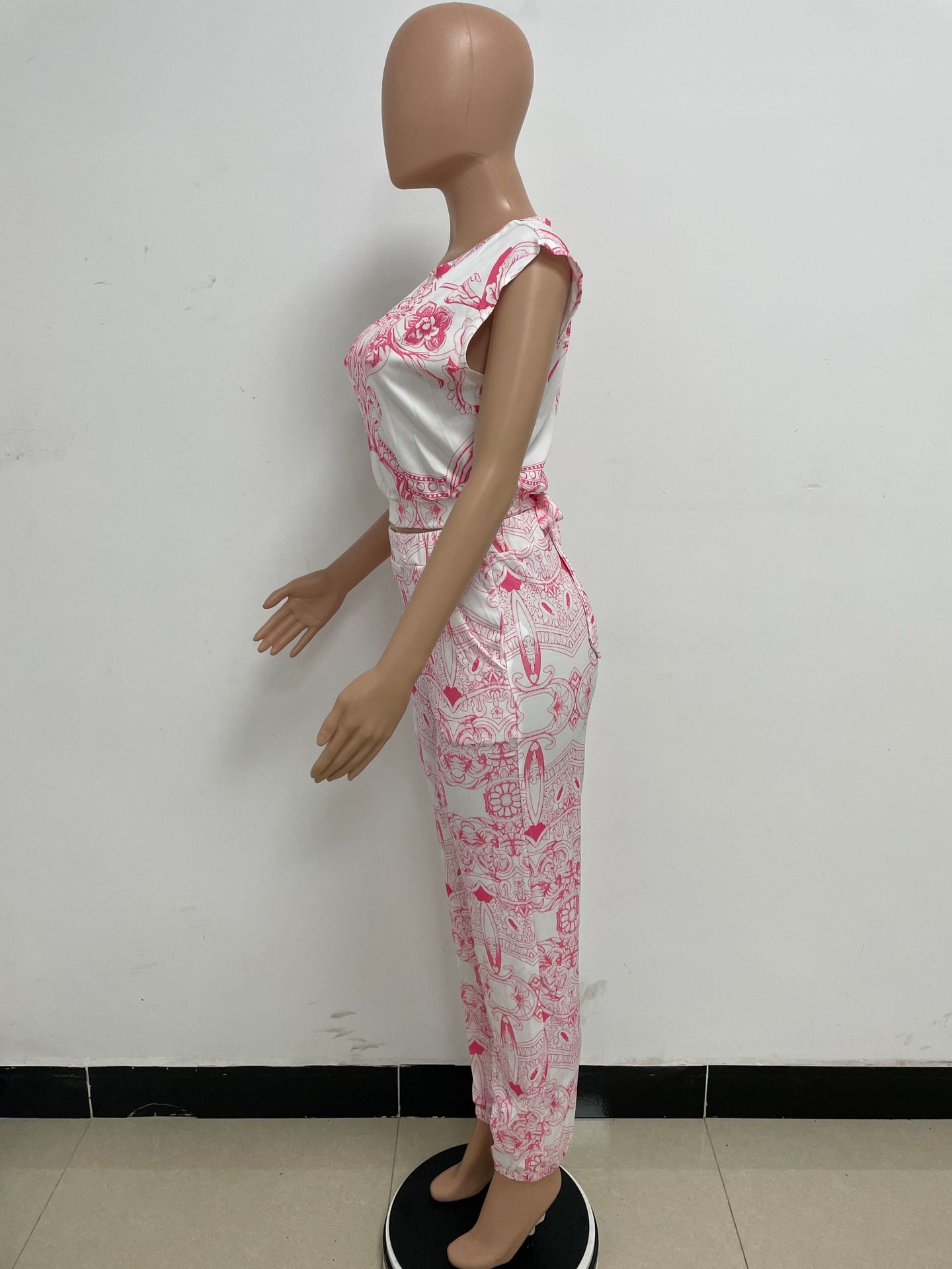350g Weight Sleeveless Sleeve Length Spandex, Polyester Fabric Type Pant Co-ord Set Sets Type 2 Pieces Set Quantity Daily Occasion Round Neck Neckline Slim Fit Type Printing Pattern Summer Season Women's Gender Vacation Style Daily Women's Vacation Printing Spandex Polyester Pant Co-ord Set Pants Sets 21