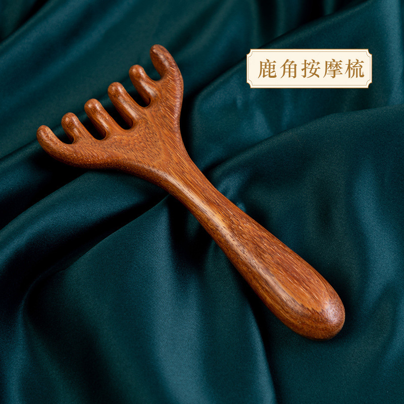 Red de celebridades Little Frog Eye Masajeador especial Meridian Peine para hombres y mujeres Cabeza de raspado de cinco dientes Peine de sándalo al por mayor