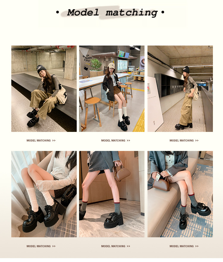 Giày loafer nữ gót vuông 10 cm đế platform dây buộc mũi sâu — màu đen chi tiết 4