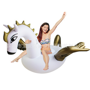 Supply PVC inflatable Pegasus floating row Golden Pegasus floating bed swimming pool recliner sofa inflatable water Mount toy