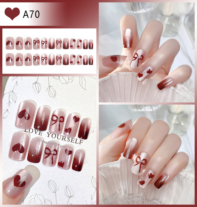 40g Weight press-on nails Nail Supplies 1 Set Quantity ABS Material Color Block, Flower Pattern Cute, Sweet Style Cute Sweet Color Block Flower ABS Press-on Nails 1 Set 2