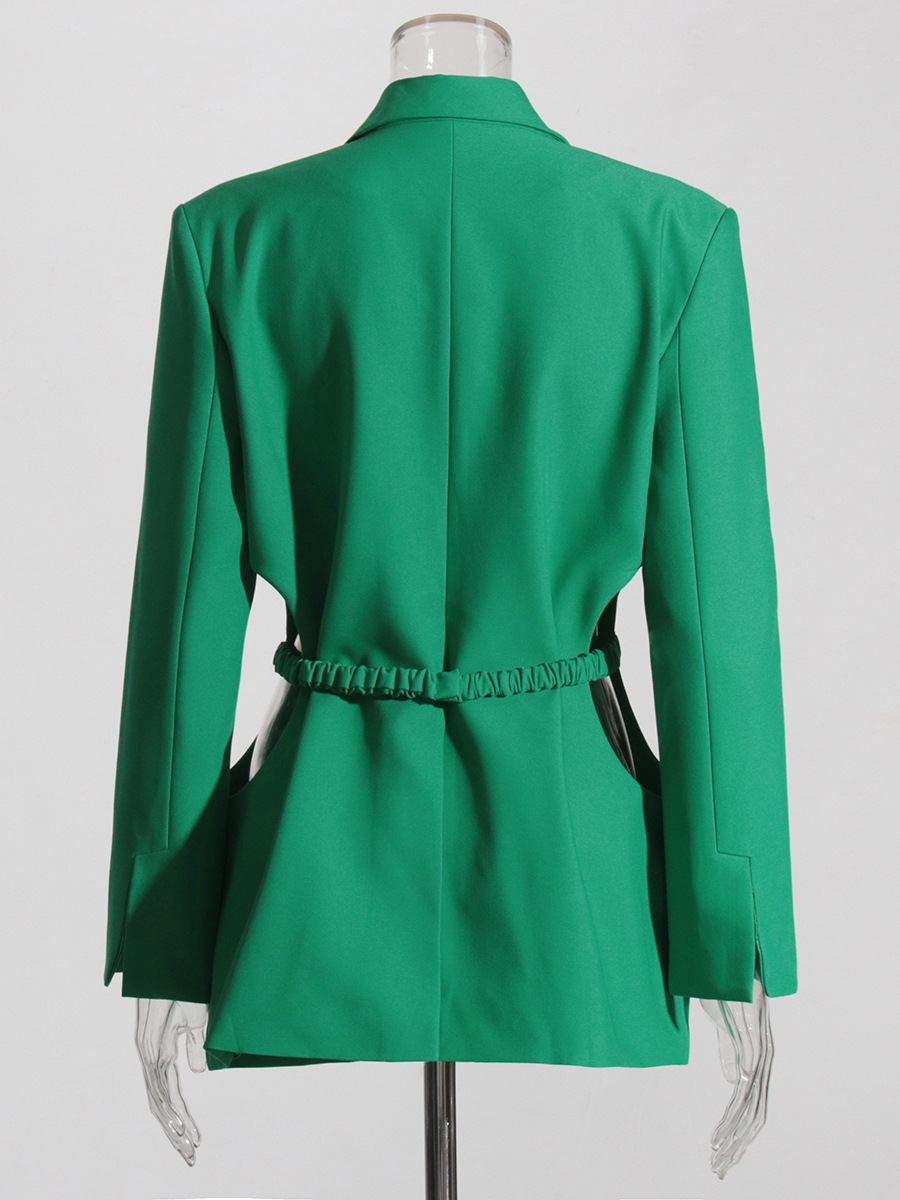Blazer para Mujer con Un Botón de Poliéster, Manga Larga con Bolsillos