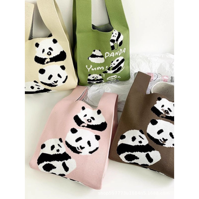 熊猫新款针织包包成都旅游纪念品伴手礼国风女生手拎包编织手提包