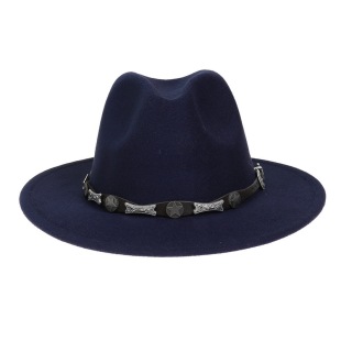 European and American Western cowboy hat vintage jazz hat chain felt hat Tibetan temperament rivet woolen hat men and women Wholesale